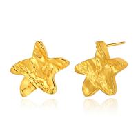 Mässing Stud Örhänge, Star, 18K guldpläterad, för kvinna & hamrade, grön, 16x18mm, Säljs av Par