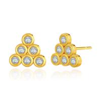 Cubic Zirconia Micro Pave Brass Earring Triangle 18K gold plated micro pave cubic zirconia & for woman green Sold By Pair