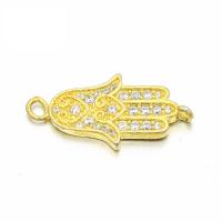 Kuutio Zirkonia Mikro Paven Messinki Connector, HAMSA, päällystetty, Micro Pave kuutiometriä zirkonia, enemmän värejä valinta, 24x13mm, Myymät PC