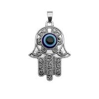 Sinc Alloy Hamsa Pendants, snasta, patrún súl olc, airgid, 29x5x46mm, Díolta De réir PC