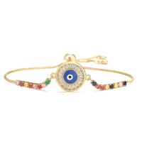 Bracelet Evil Eye bijoux, laiton, Mauvais œil, Plaqué d'or 18K, pavé de micro zircon & pour femme & creux, plus de couleurs à choisir, protéger l'environnement, sans nickel, plomb et cadmium, Longueur Environ 7-9.4 pouce, Vendu par PC