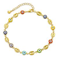 Evil Eye Smycken Armband, Mässing, 18K guldpläterad, för kvinna & emalj, Längd Ca 8.66 inch, Säljs av PC