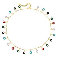 Messing Armbanden, 18K verguld, voor vrouw & glazuur, multi-gekleurde, Lengte Ca 15.35 inch, Verkocht door PC