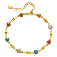 Pulseras de latón, metal, 18K chapado en oro, para mujer & esmalte, multicolor, longitud aproximado 6.7 Inch, Vendido por UD