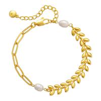 Bracelets en laiton, avec perle de plastique, Plaqué or 18K, pour femme, Longueur Environ 6.69 pouce, Vendu par PC