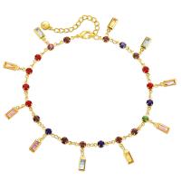 Messing Armbanden, 18K verguld, voor vrouw & met glas strass, multi-gekleurde, Lengte Ca 8.66 inch, Verkocht door PC