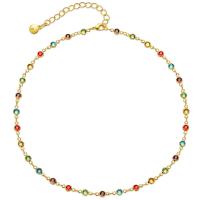 Bracelet cubique en laiton zircon pavent, Plaqué or 18K, pavé de micro zircon & pour femme, multicolore, Longueur 15.35 pouce, Vendu par PC