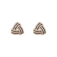 Boucles d'oreilles en laiton zircon cubique pavent, triangle, Placage de couleur d'or, pavé de micro zircon & pour femme, 16mm, Vendu par paire