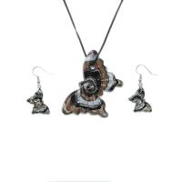 Lampwork Sieraden Sets, oorbel & halsketting, met rubberen koord & Zinc Alloy, Vlinder, 2 stuks & mode sieraden & voor vrouw, multi-gekleurde, Lengte 40-45 cm, Verkocht door Stel