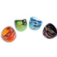 Lampwork Finger Ring, tri komada & modni nakit & za žene, multi-boji, 17-19mm, Prodano By Set