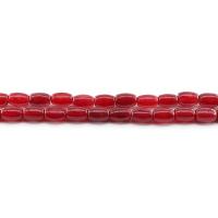 Jade Pärlor, Jade Red, Bucket, polerad, DIY, röd, 6x9mm, Ca 43PC/Strand, Säljs av Strand