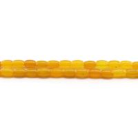 Grânulos de Jade, jade amarela, Balde, polido, DIY, amarelo, 6x9mm, Aprox 43PCs/Strand, vendido por Strand