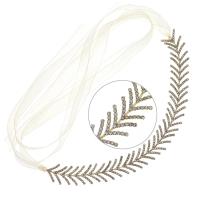 Hair Wreath, Zinc Alloy, med Organza, guldfarve belagt, for kvinde & med rhinestone, gylden, nikkel, bly & cadmium fri, 285x23mm, Solgt af PC