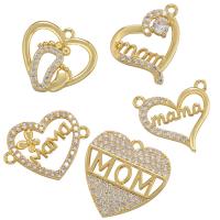 Cubic Zirconia Micro Pave Brass Pendant Heart plated DIY & micro pave cubic zirconia nickel lead & cadmium free Sold By PC