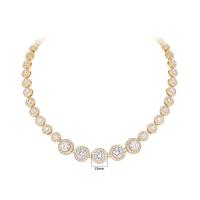 Collana in ottone di stesa Micro zircone cubico, with 1.97inch extender chain, gioielli di moda & Micro spianare cubic zirconia & per la donna, Champagne, assenza di nichel,piombo&cadmio, Venduto per Appross. 12.6 pollice filo