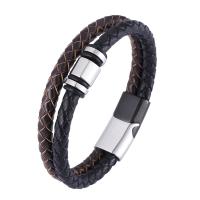 PU cavo bracciali, with 316 acciaio inox, gioielli di moda & lunghezza differente per scelta & per l'uomo, nessuno, 12mm, Venduto da PC