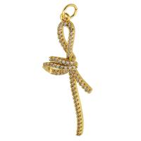 Messing hanger met micro-paved kubieke zirconia's, gold plated, DIY & micro pave zirconia, gouden, nikkel, lood en cadmium vrij, 14x39x5mm, Gat:Ca 3mm, Verkocht door PC