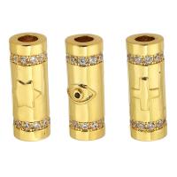 Χάντρες Brass Tube, Ορείχαλκος, Στήλη, χρώμα επίχρυσο, DIY & διαφορετικά σχέδια για την επιλογή & μικρο ανοίξει κυβικά ζιρκονία, χρυσαφένιος, νικέλιο, μόλυβδο και κάδμιο ελεύθεροι, 18x7x7.50mm, Τρύπα:Περίπου 3mm, Sold Με PC