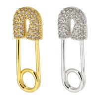 Messing hanger met micro-paved kubieke zirconia's, Paperclip, plated, DIY & micro pave zirconia, meer kleuren voor de keuze, nikkel, lood en cadmium vrij, 8x23x2.50mm, Gat:Ca 4mm, Verkocht door PC