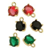 Pendentifs en laiton zircon cubique (CZ), avec zircon cubique, Placage de couleur d'or, DIY, plus de couleurs à choisir, protéger l'environnement, sans nickel, plomb et cadmium, 6x8x3mm, Trou:Environ 1mm, Vendu par PC