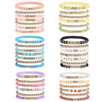 Bijoux bracelets de mode, argile de polymère, avec alliage de zinc, Placage de couleur d'or, multicouche & Style bohème & pour femme, plus de couleurs à choisir, Longueur Environ 6.7 pouce, Vendu par fixé