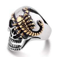 Rostfritt stål Fingerringar, 316L rostfritt stål, Skull, olika storlek för val & för människan, 30mm, Storlek:7-14, Säljs av PC