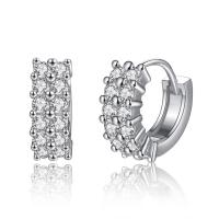 Messing Huggie Hoop Earring, silver plated, voor vrouw & met strass, nikkel, lood en cadmium vrij, 5x12mm, Verkocht door pair