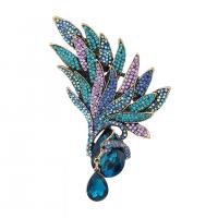 Crystal broche, Zinc Alloy, met Kristal, Phoenix, gold plated, uniseks & met strass, meer kleuren voor de keuze, 60x115mm, Verkocht door PC