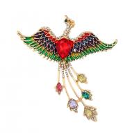 Rhinestone Brooch Zinc Alloy Phoenix gold color plated Unisex & enamel & with rhinestone nickel lead & cadmium free Sold By PC