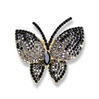 Strass Broche, Zinc Alloy, Vlinder, gold plated, uniseks & met strass, meer kleuren voor de keuze, nikkel, lood en cadmium vrij, 35x45mm, Verkocht door PC