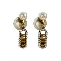 Sinc Alloy Earrings, le Pearl Plaisteacha, dath platanam plátáilte, méid éagsúla do rogha & do bhean, 37mm, Díolta De réir Péire