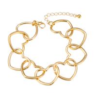 Pulsera de Aleación de Zinc, con 7.5cm extender cadena, Corazón, chapado en color dorado, Joyería & para mujer, dorado, 15mm, longitud 20 cm, Vendido por UD