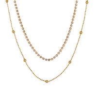 Collier de mode Multi couche, alliage de zinc, avec 6.5cm chaînes de rallonge, Placage de couleur d'or, 2 pièces & bijoux de mode & pour femme & avec strass, doré, Longueur 56 cm, Vendu par fixé