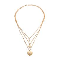 Collier de mode Multi couche, alliage de zinc, avec Plastique ABS perle, Placage de couleur d'or, bijoux de mode & pour femme & avec strass, doré, 20mm, Longueur 60 cm, Vendu par PC