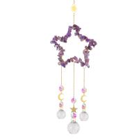 Ornements suspendus, cristal, avec Pierre naturelle & fer, étoile, Placage de couleur d'or, différents matériaux pour le choix & facettes, plus de couleurs à choisir, Longueur Environ 45 cm, Vendu par PC