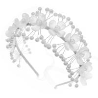 Hair Bands Acrylic with brass wire & Plastic Pearl Flower silver color plated for children silver color Sold By PC