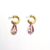 Pendientes de Cristal, metal, con Cristal, chapado en color dorado, para mujer, dorado, 42mm, Vendido por Par