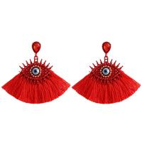 Evil Eye Earrings Zinc Alloy with Polyester gold color plated for woman & with rhinestone Sold By Pair