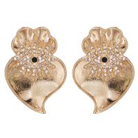 Boucles d'oreilles Mal Eye, alliage de zinc, Placage de couleur d'or, pour femme & avec strass, 30x40mm, Vendu par paire