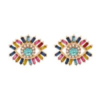 Evil Eye Oorbellen, Zinc Alloy, gold plated, voor vrouw & met strass, meer kleuren voor de keuze, 34x29mm, Verkocht door pair