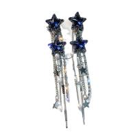 Faisean Fringe Earrings, Sinc Alloy, Star, dath an óir plated, do bhean & le rhinestone, dathanna níos mó le haghaidh rogha, 20x103mm, Díolta De réir Péire