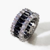 Kubieke Circonia Micro Pave Brass Ring, Messing, platinum plated, verschillende grootte voor keus & micro pave zirconia & voor vrouw, Verkocht door PC