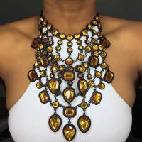 Collier de déclaration de mode, alliage de zinc, avec 2.76inch chaînes de rallonge, bijoux de mode & pour femme & avec strass, plus de couleurs à choisir, protéger l'environnement, sans nickel, plomb et cadmium, Longueur Environ 16.93 pouce, Vendu par PC