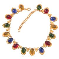 Collier résine, alliage de zinc, avec résine, avec 8.1cm chaînes de rallonge, Placage de couleur d'or, bijoux de mode & pour femme, multicolore, Vendu par 34.1 cm brin