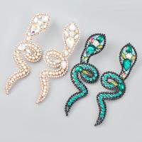 Rhinestone Ørering, Zinc Alloy, Snake, guldfarve belagt, mode smykker & for kvinde & med rhinestone, flerfarvede, 107x19x10mm, Solgt af Strand