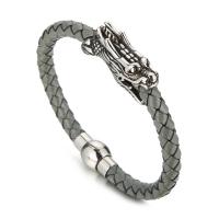 PU cavo bracciali, Titantium acciaio, with PU, Drago, placcato, gioielli di moda & per l'uomo, nessuno, 220x6mm, Venduto da PC