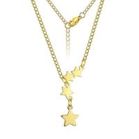 Stainless Steel Jewelry Necklace 304 Stainless Steel with 5 extender chain Star plated fashion jewelry & Unisex Length 45 cm Sold By PC