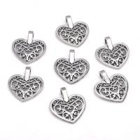 Colgantes de Aleación de Zinc en Forma de Corazón, chapado en color de plata antigua, unisexo & hueco, libre de níquel, plomo & cadmio, 15x16.50mm, aproximado 100PCs/Bolsa, Vendido por Bolsa