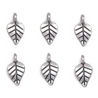 Cink Alloy Leaf Privjesci, List, starinski srebrne boje pozlaćen, bez spolne razlike, nikal, olovo i kadmij besplatno, 7.50x14mm, Približno 100računala/Torba, Prodano By Torba