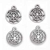 Pendentifs en alliage de zinc, toile d'araignée, Plaqué de couleur d'argent, unisexe & creux, protéger l'environnement, sans nickel, plomb et cadmium, 14x17mm, Environ 100PC/sac, Vendu par sac